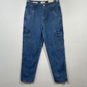 Universal Thread Cargo Jeans Womens 2R Blue Boyfriend Slim Hip Thigh Tapered Y2K